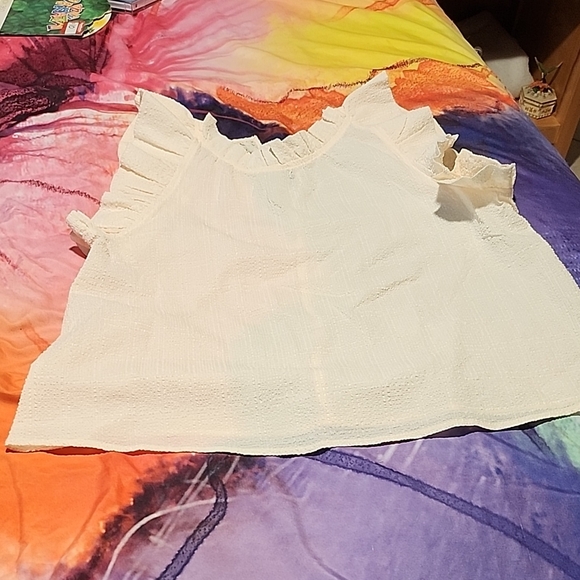 Chic Ruffled Cream Blouse - Picture 1 of 6